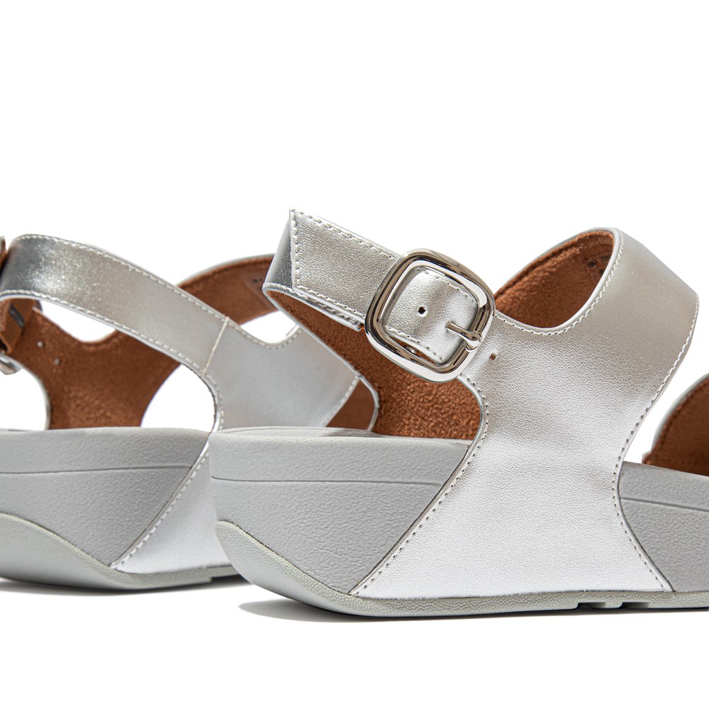 Fitflop Womens Sandals - Lulu Shimmer Back-strap - Silver - 239-AXZUKH